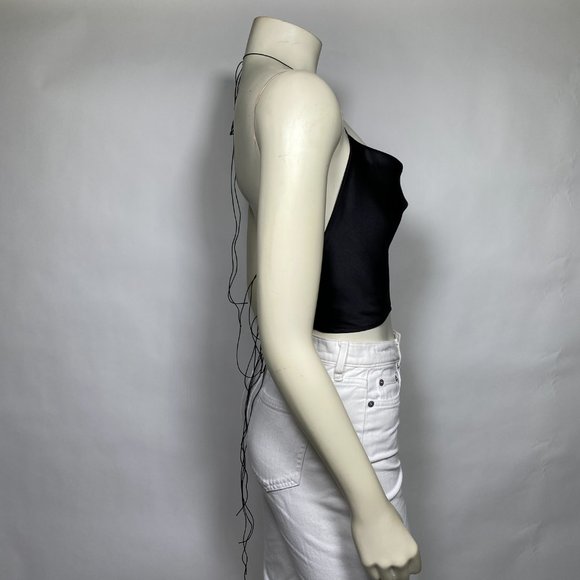 SUBSURFACE Black Silk Tie Top - Picture 4 of 6